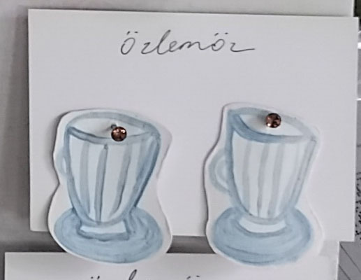 El Yapımı Özgün Tasarım Fincan Küpe *1