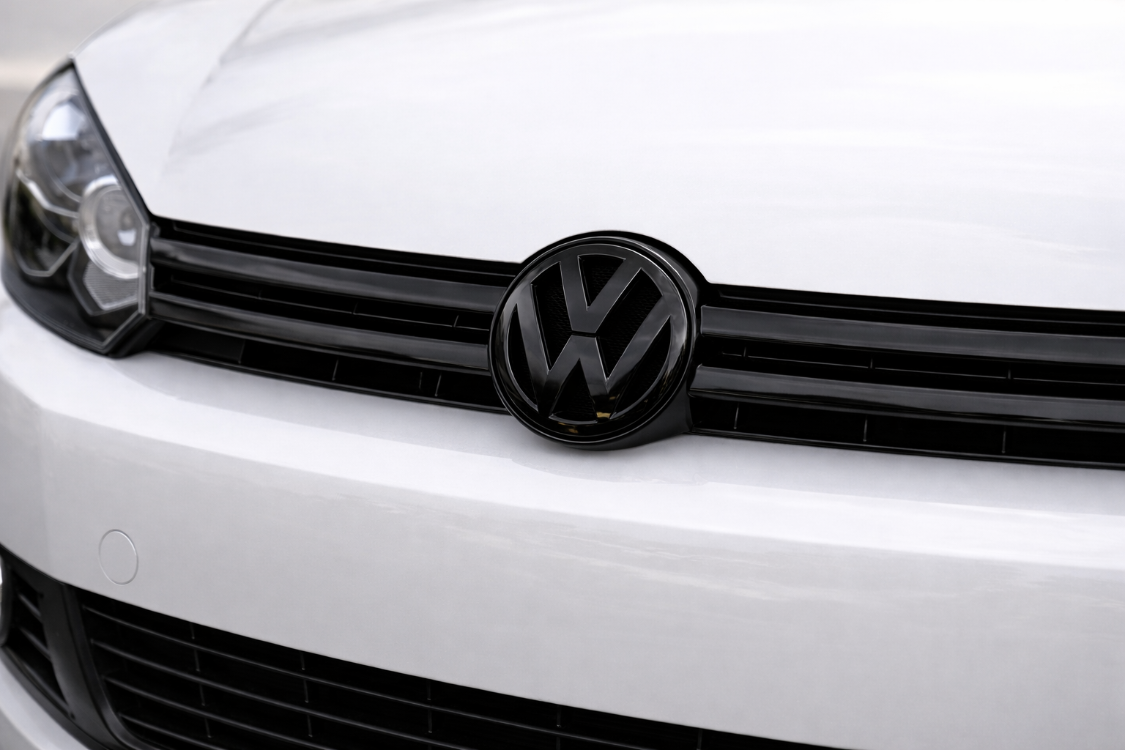  VW Golf MK6 Ön Amblem | ABS 3D Baskı | Piyano Siyahı | UV Şeffaf Kaplama