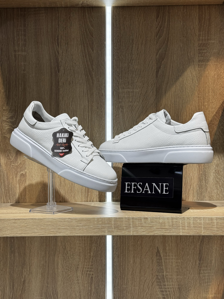 %100 HAKİKİ DERİ SNEAKERS BEYAZ