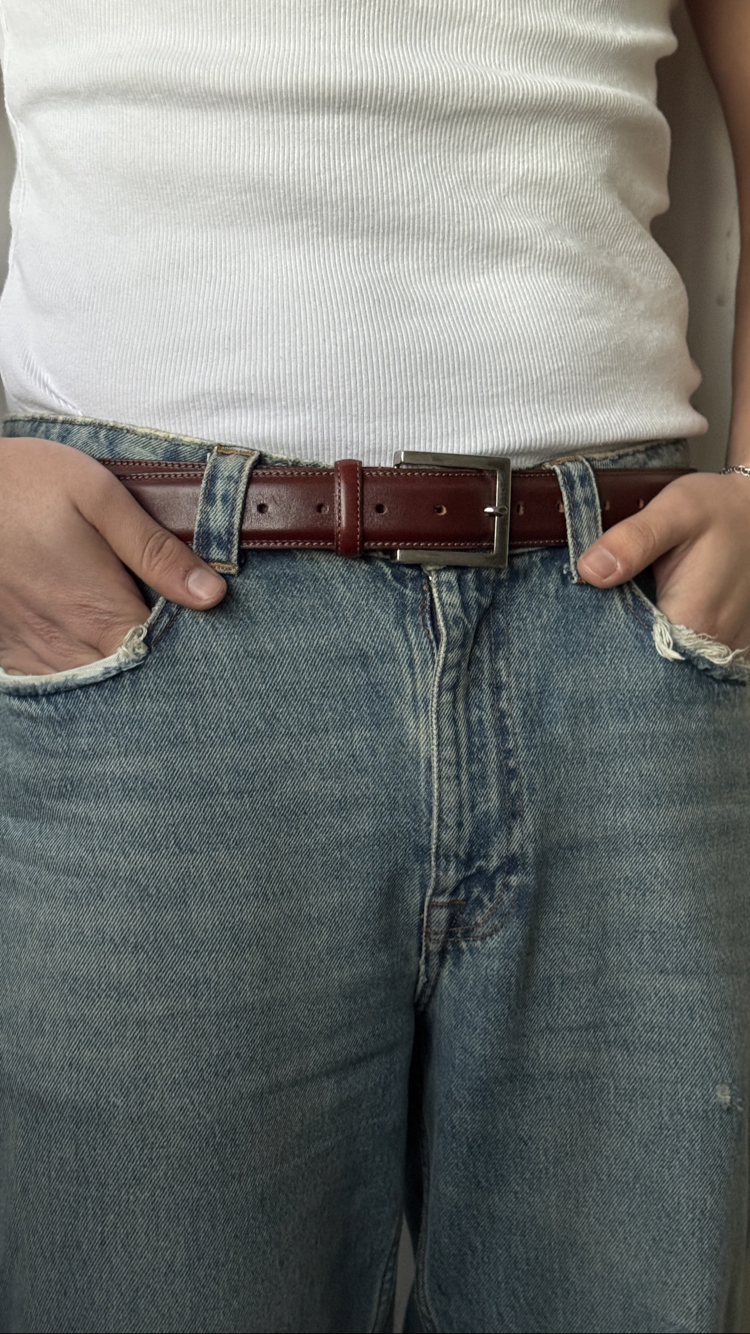 Vintage Premium Bordo Deri Kemer
