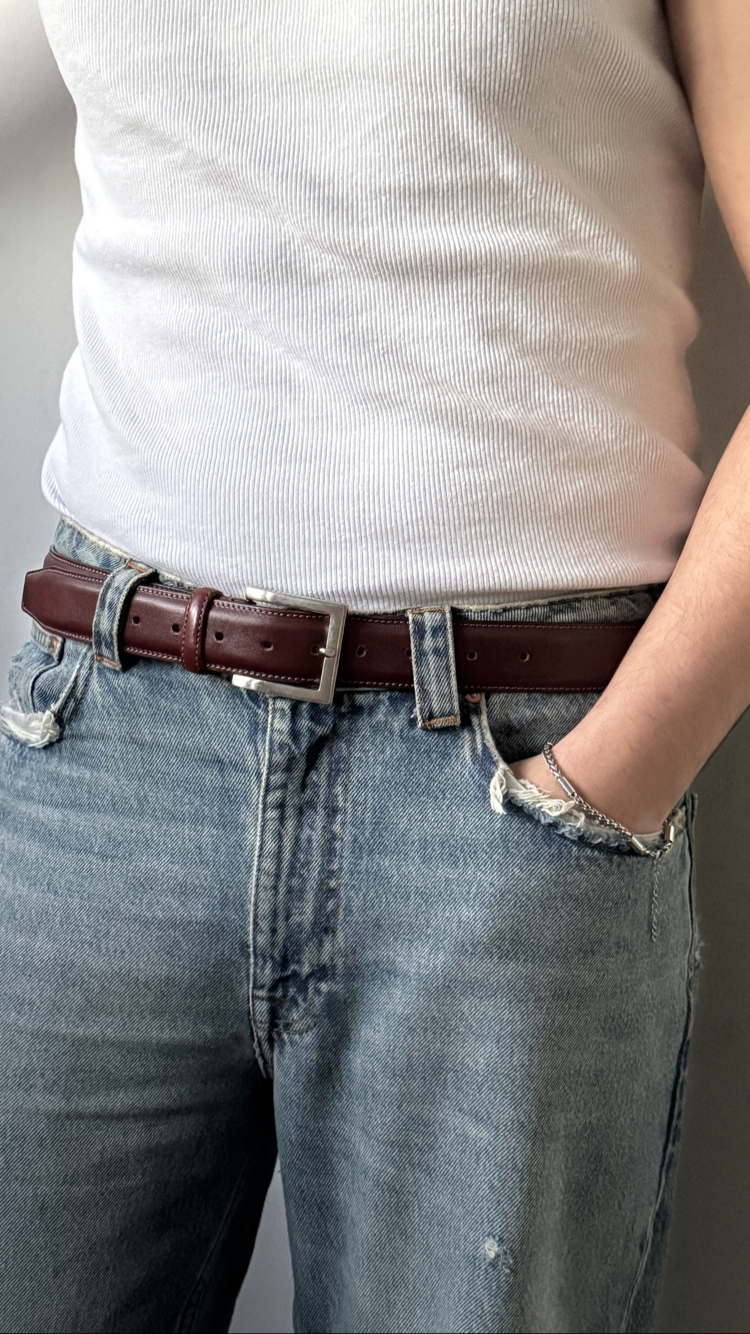 Vintage Premium Bordo Deri Kemer