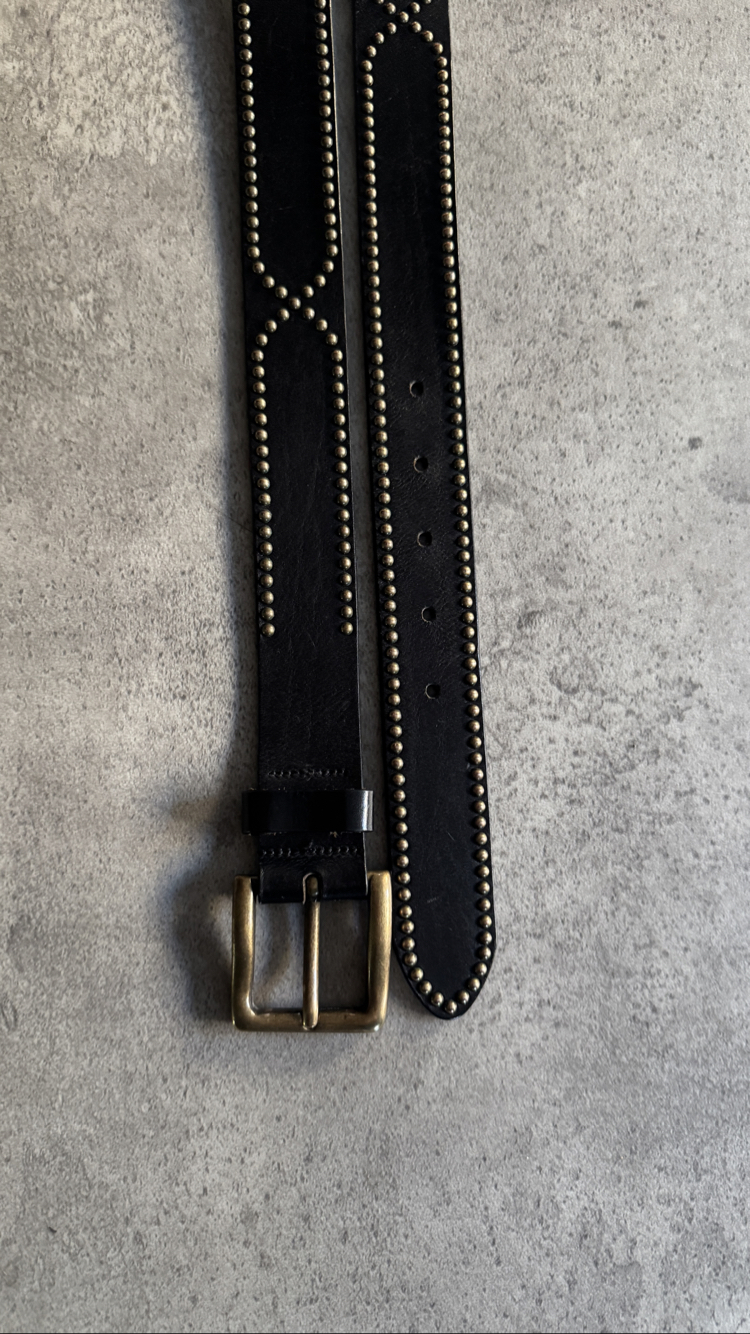 Vintage Premium Metal İşlemeli Deri Kemer
