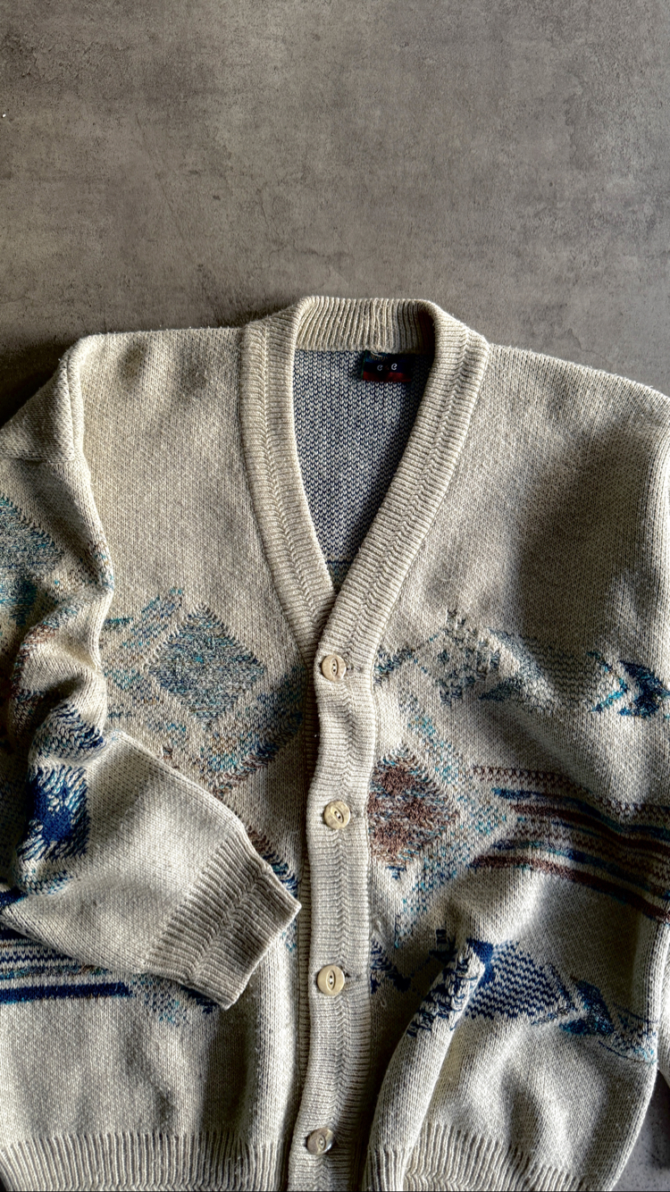 Vintage Oversize Desenli Hırka
