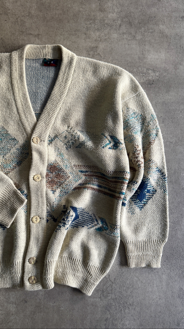 Vintage Oversize Desenli Hırka