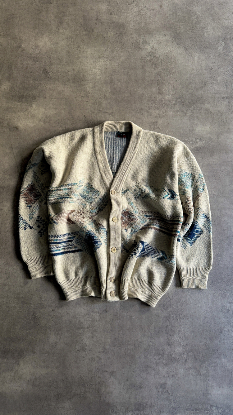 Vintage Oversize Desenli Hırka