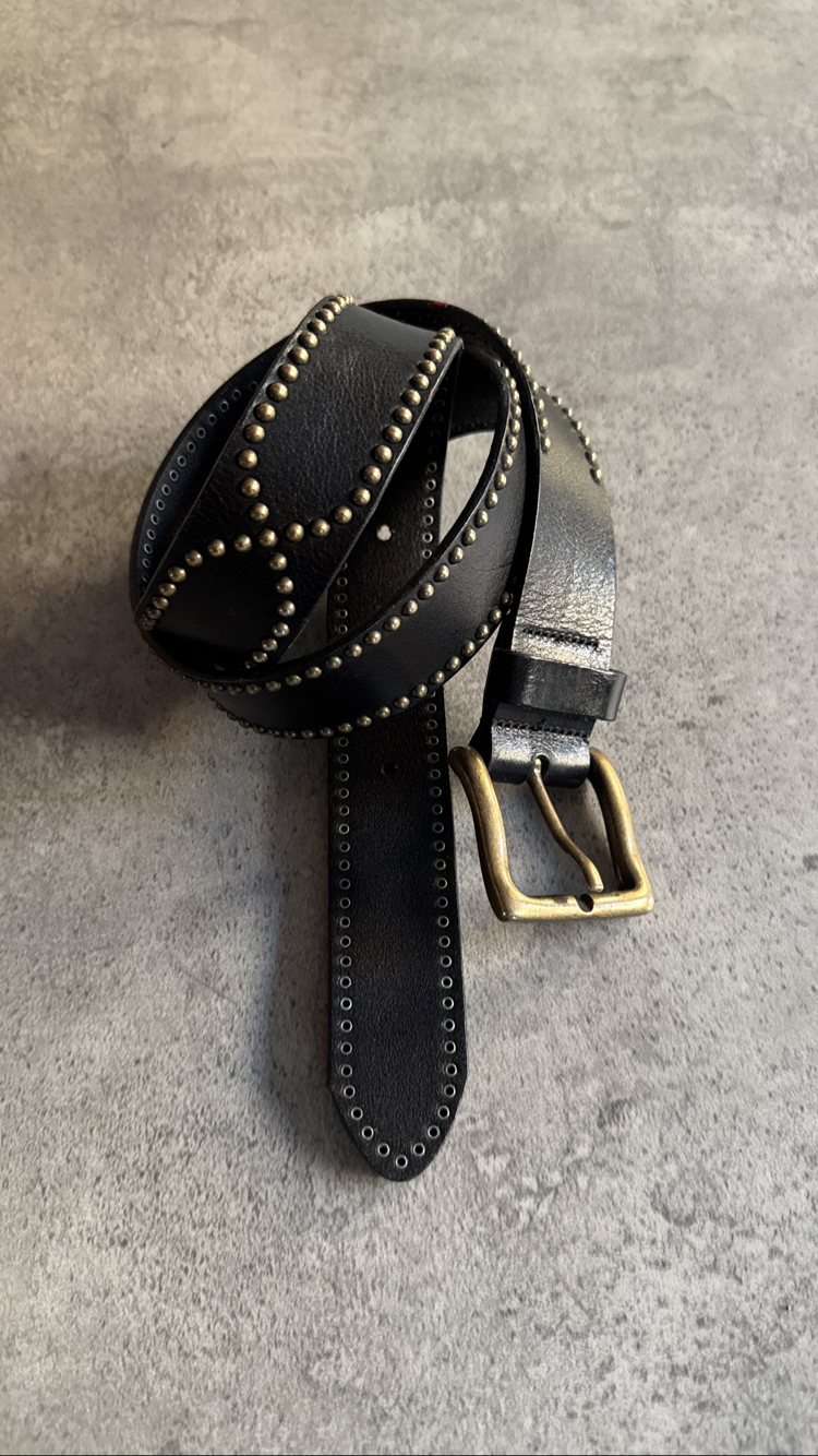 Vintage Premium Metal İşlemeli Deri Kemer