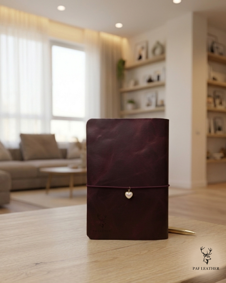 A5 Bordo Deri Defter Kılıfı | El Yapımı