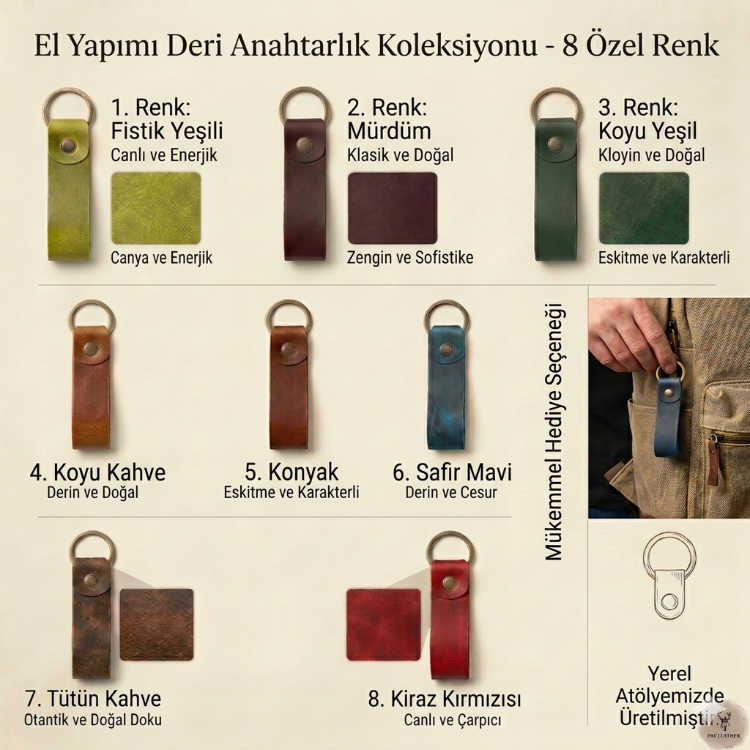 El Yapımı Hakiki Deri Anahtarlık – Zamansız Şıklık ve Dayanıklılık