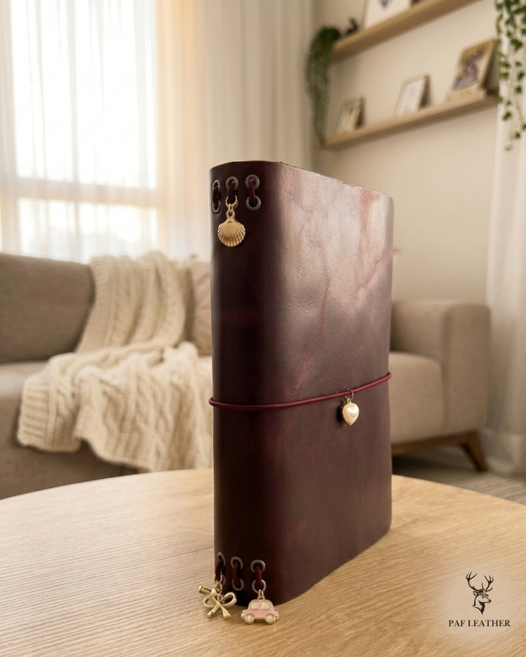 A5 Bordo Deri Defter Kılıfı | El Yapımı