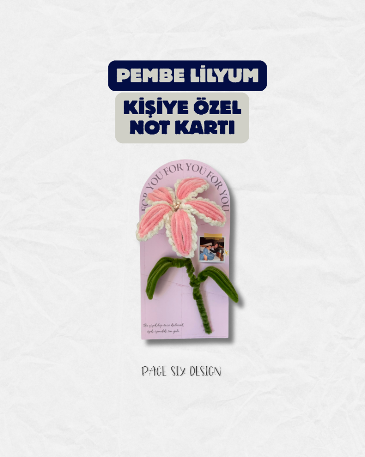 Kişiselleştirilebilir Lilyum Not Kartı - Pembe