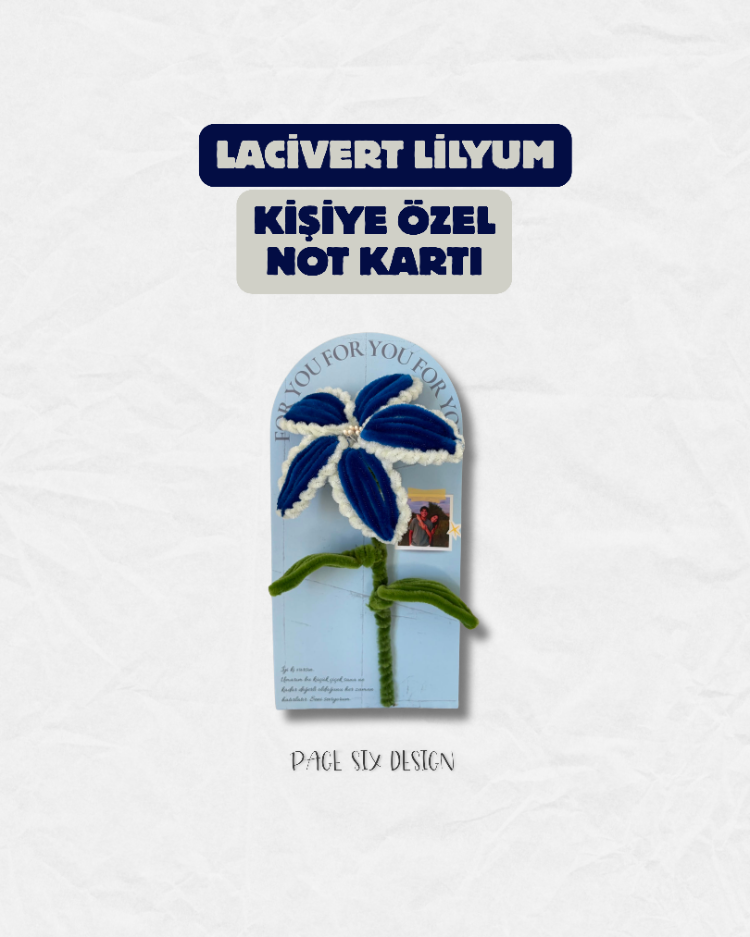 Kişiselleştirilebilir Lilyum Not Kartı - Lacivert 