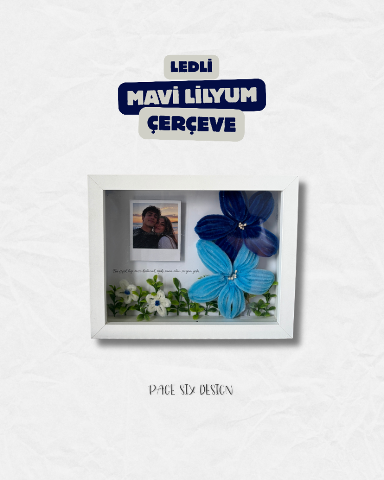 Mavi Lilyum Çerçeve - Ledli