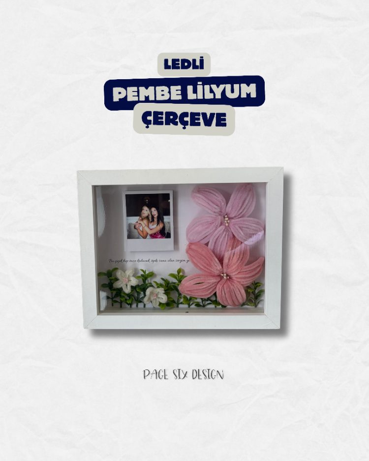 Pembe Lilyum Çerçeve - Ledli
