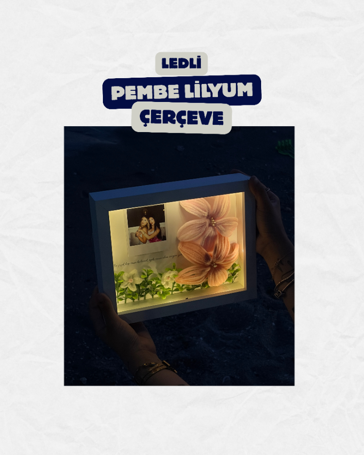 Pembe Lilyum Çerçeve - Ledli