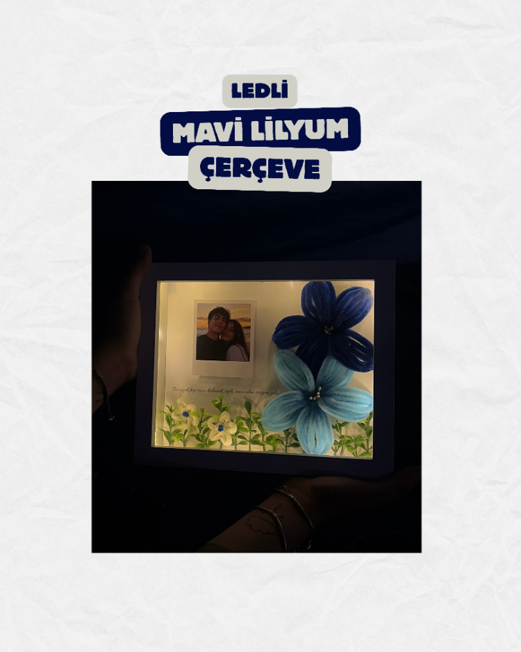 Mavi Lilyum Çerçeve - Ledli