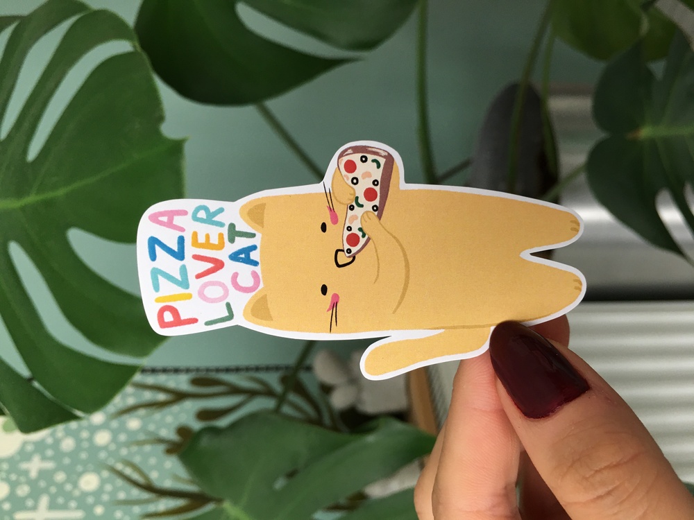 Pizza Lover Cat Sticker