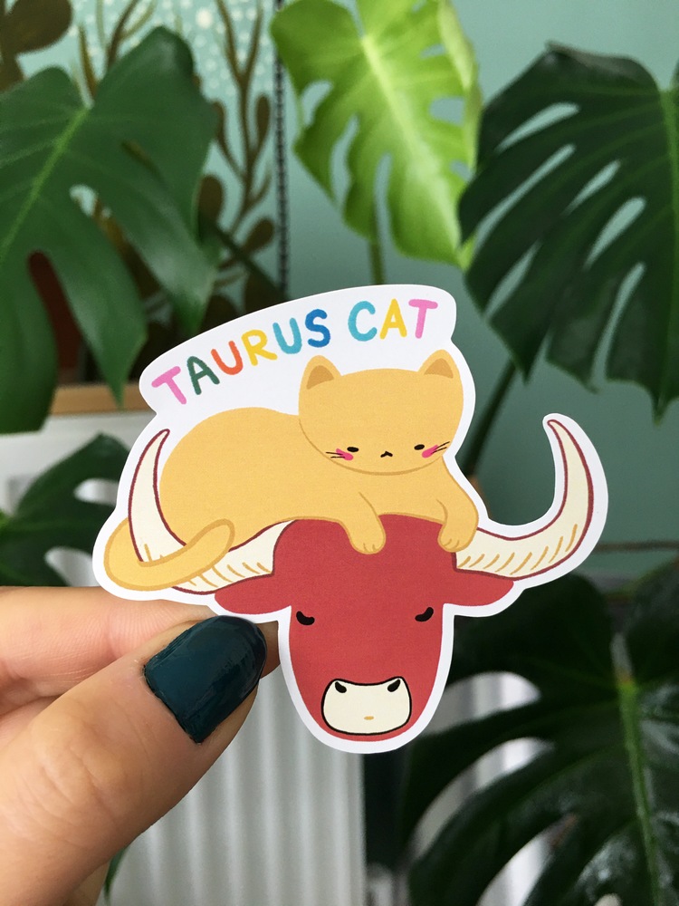 Boğa Burcu Kedi Sticker
