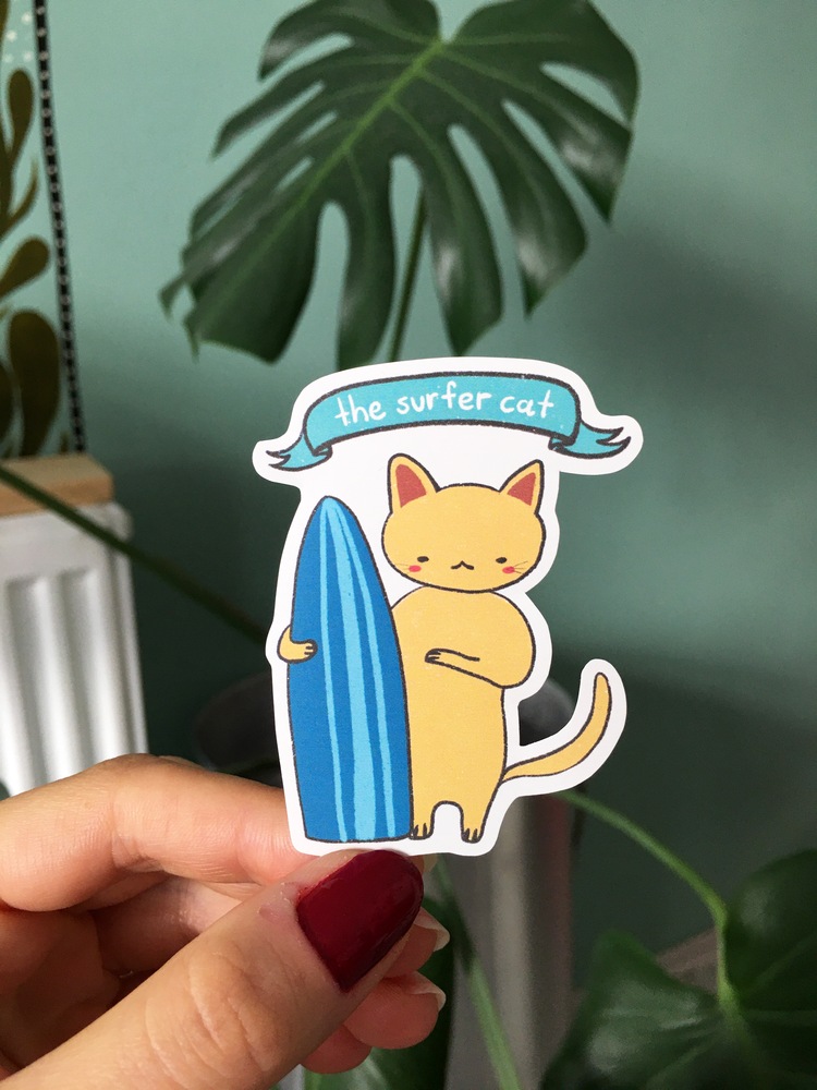 The Surfer Cat Sticker