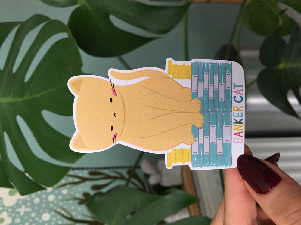 Banker Cat Sticker