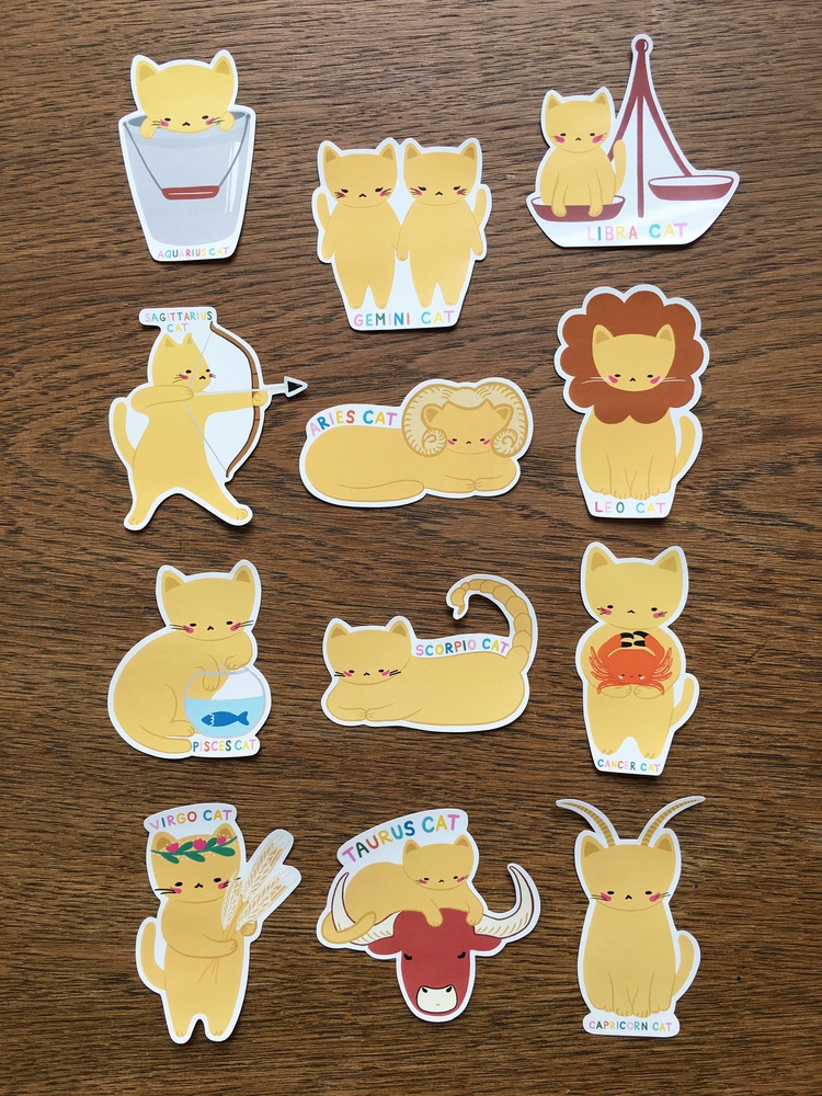 Zodiac Cat Sticker Seti