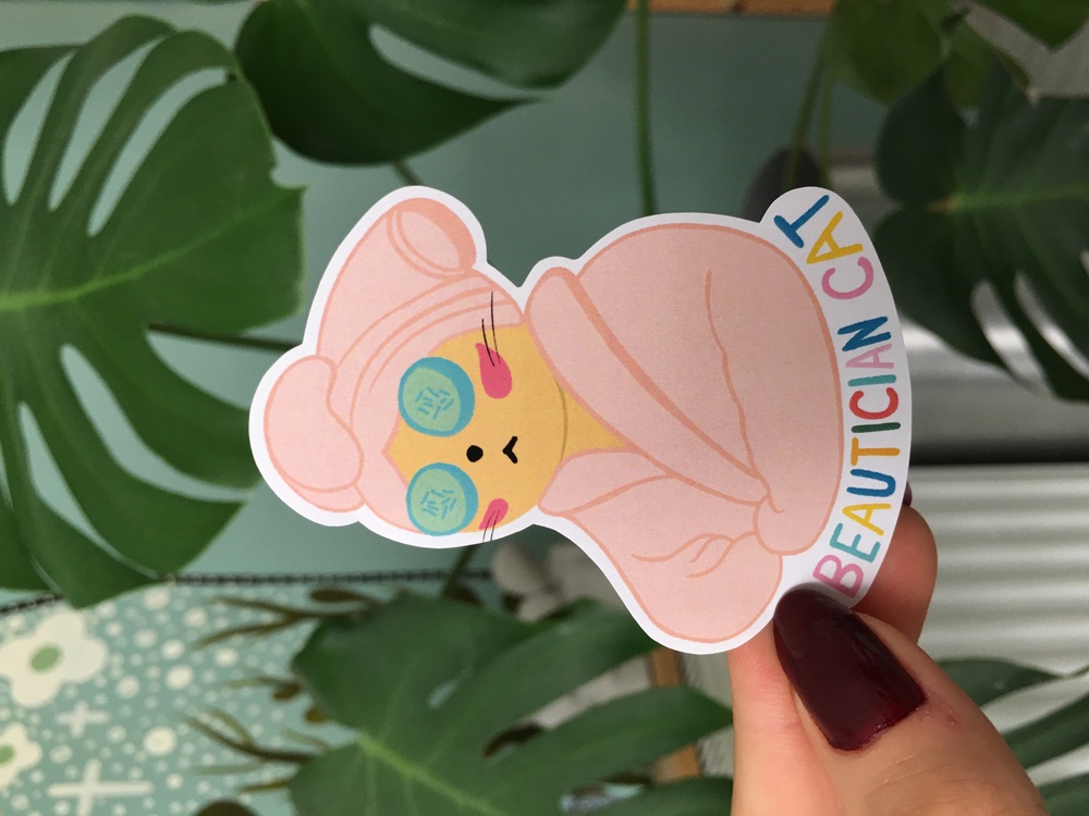 Beautician Cat Sticker