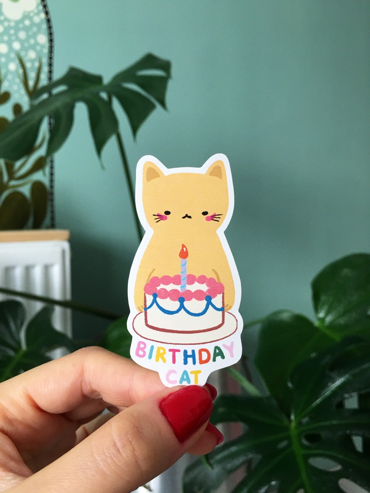 Birthday Cat Sticker