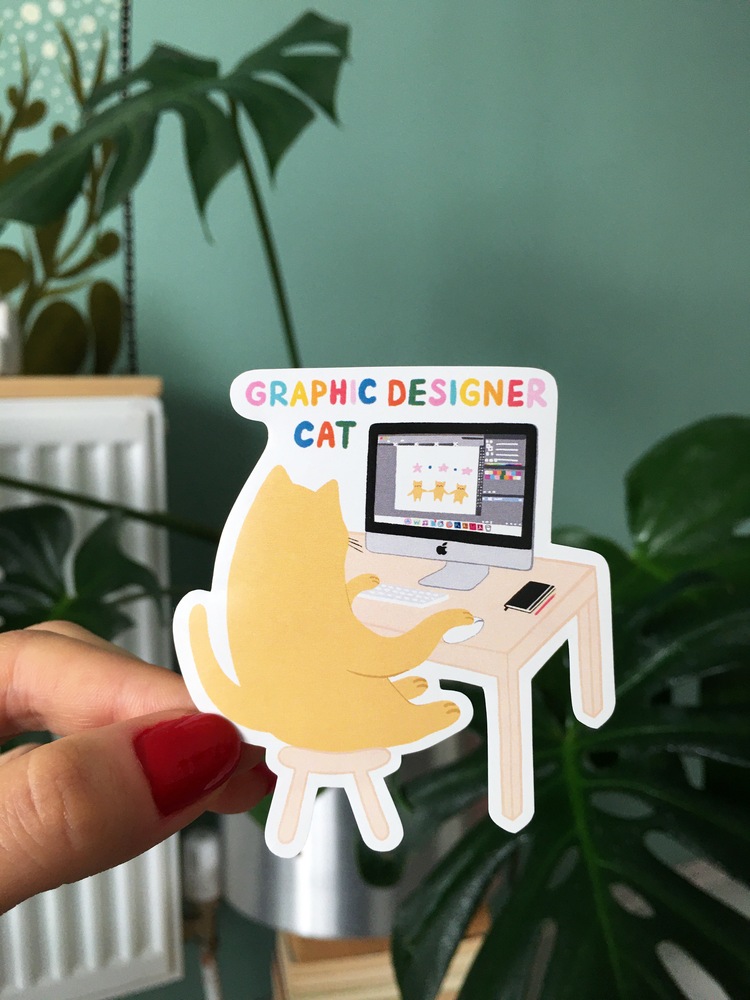 Graphic Designer Cat Sticker