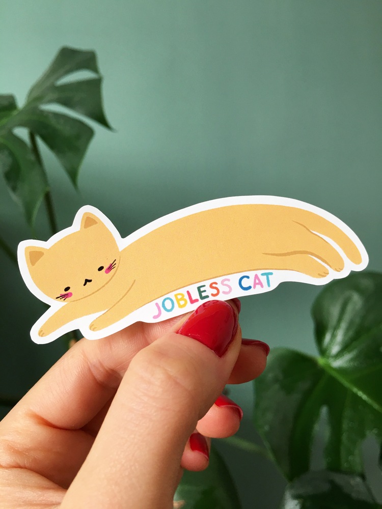 Jobless Cat Sticker