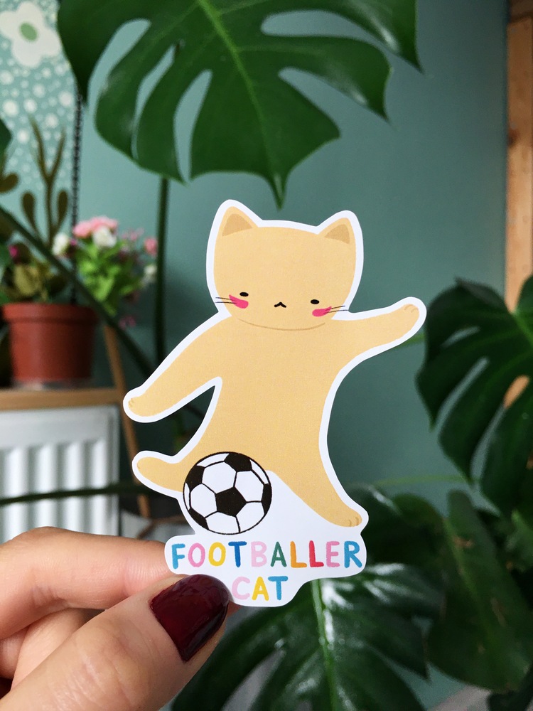 Footballer Cat Sticker