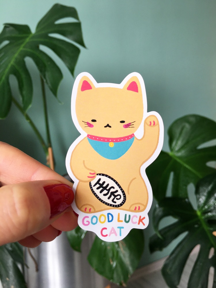 Good Luck Cat Sticker