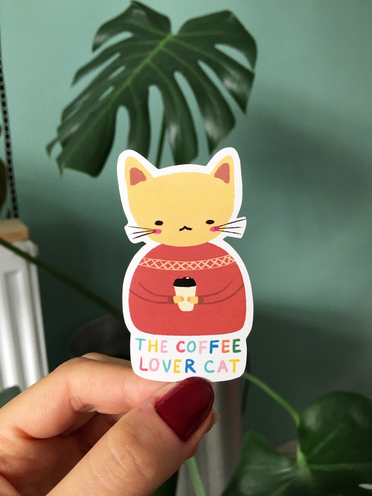 The Coffee Lover Cat Sticker