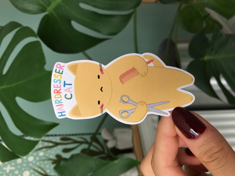 Hairdresser Cat Sticker