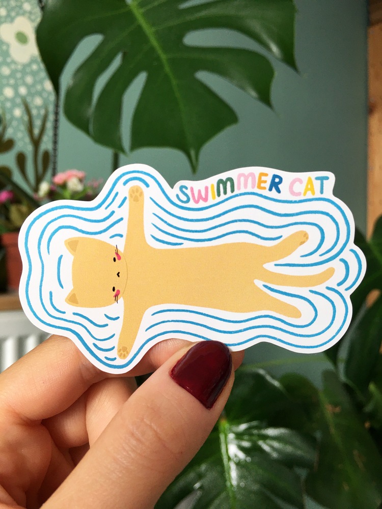 Swimmer Cat Sticker
