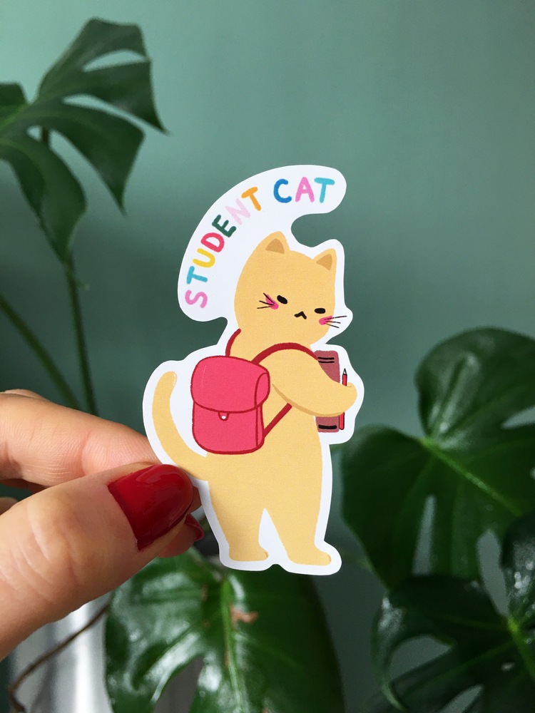 Student Cat Sticker