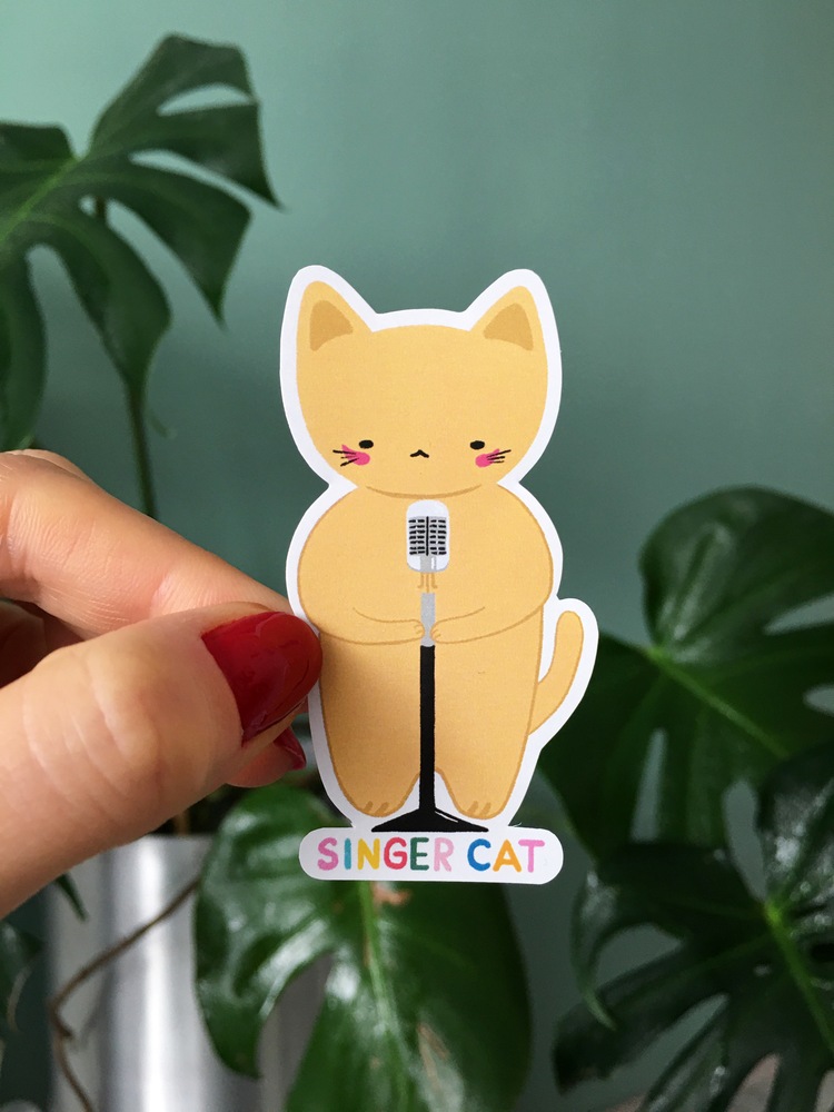 Singer Cat Sticker