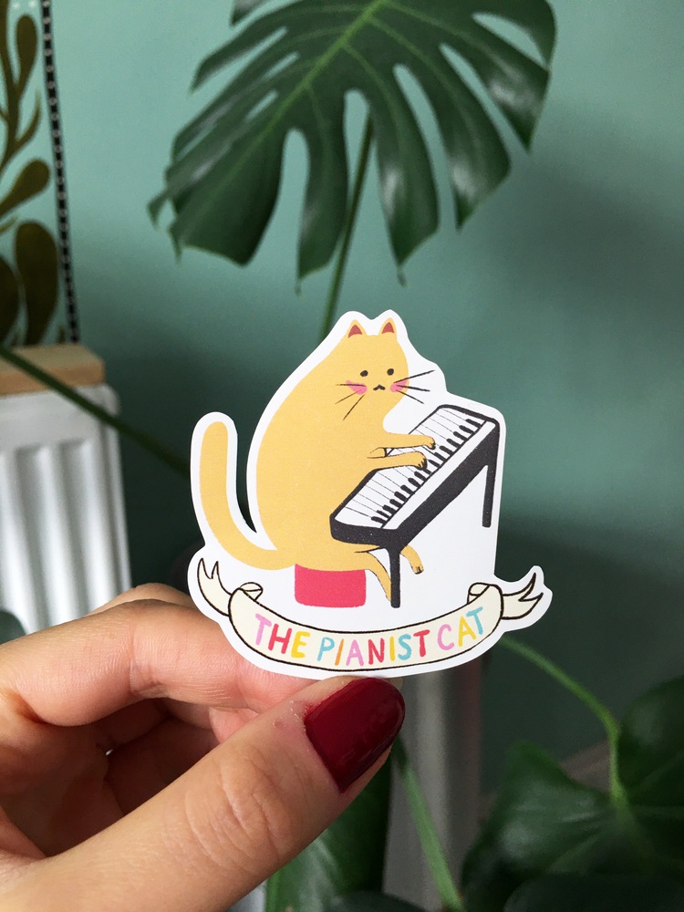 The Pianist Cat Sticker