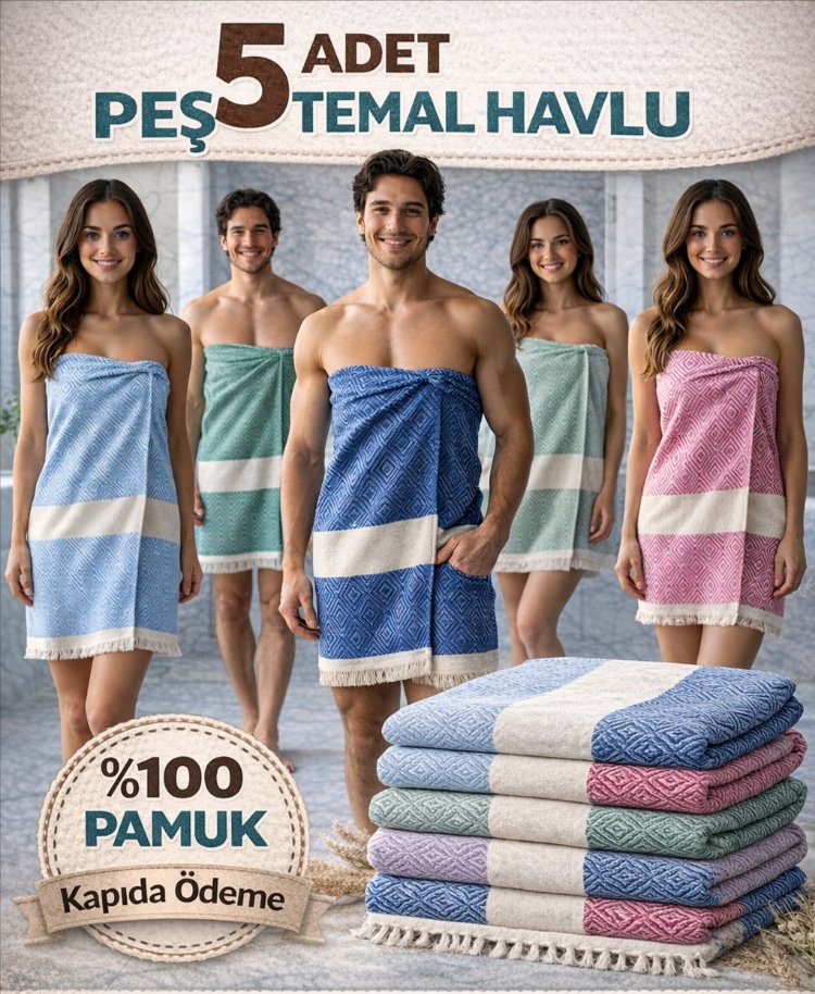 5 Adet Battal Boy Banyo Peştemal Havlu