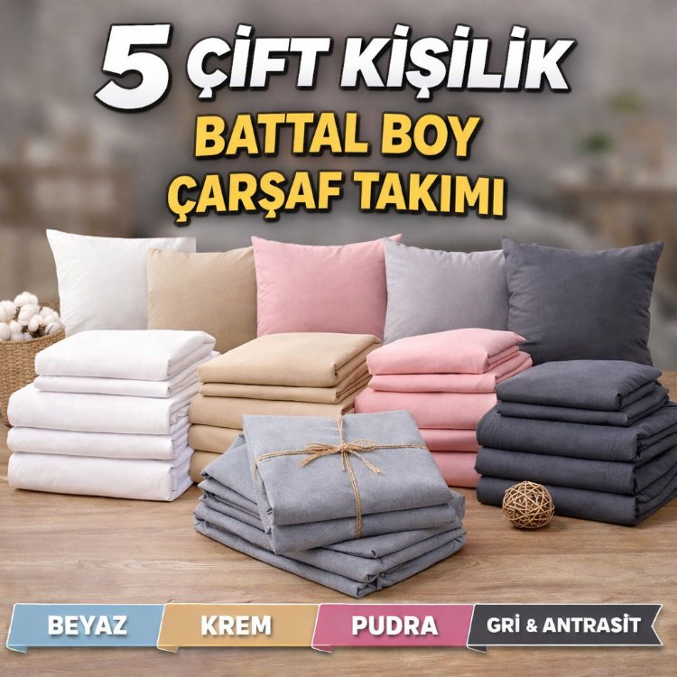 5 Adet ( BATTAL BOY ) ÇARŞAF TAKIMI 