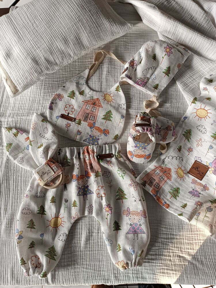 picture desenli pamuk pike baby set