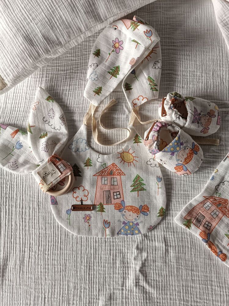 picture desenli pamuk pike baby set