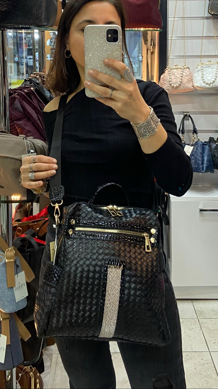 KAREN K-019 Siyah Bottega Boy 32 cm En 34 cm Sırt ve Kol Çanta
