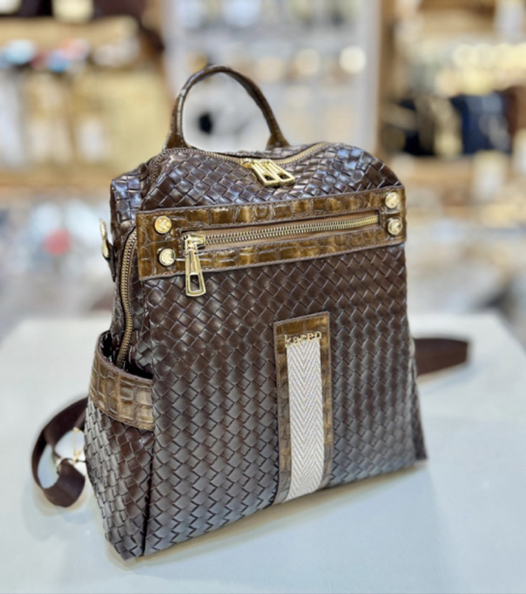 KAREN K-019 Kahve Bottega Boy 32 cm En 34 cm Sırt ve Kol Çantası 
