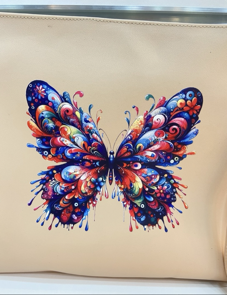 CLUTCH ( El Çanta ) Pudra Kelebek Baskılı