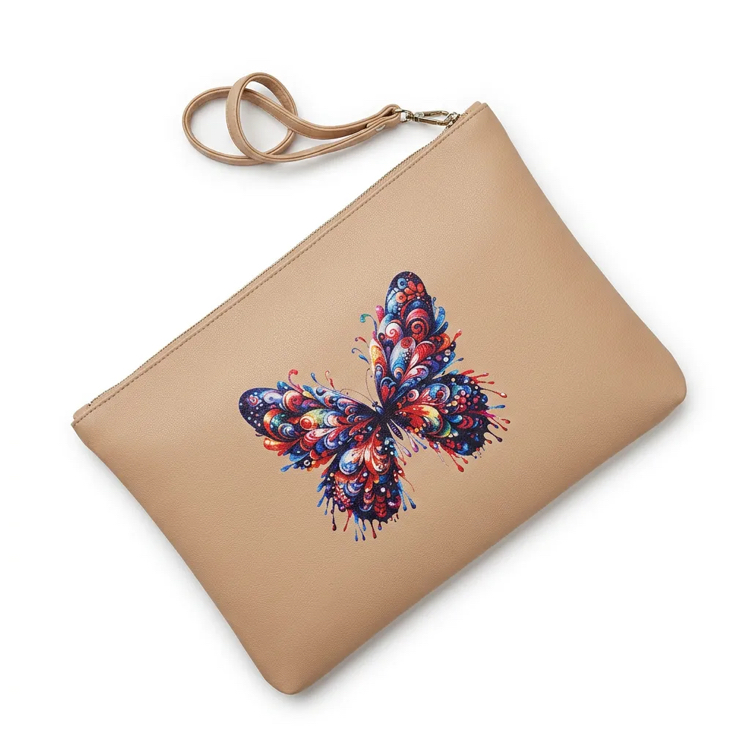 CLUTCH ( El Çanta ) Pudra Kelebek Baskılı