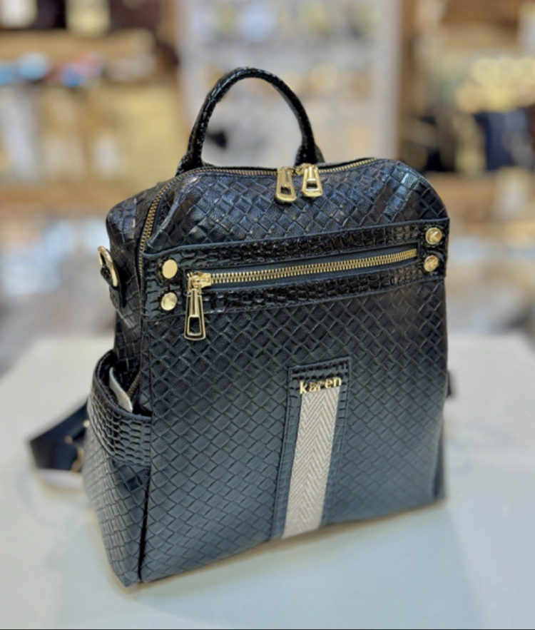 KAREN K-019 Siyah Bottega Boy 32 cm En 34 cm Sırt ve Kol Çanta