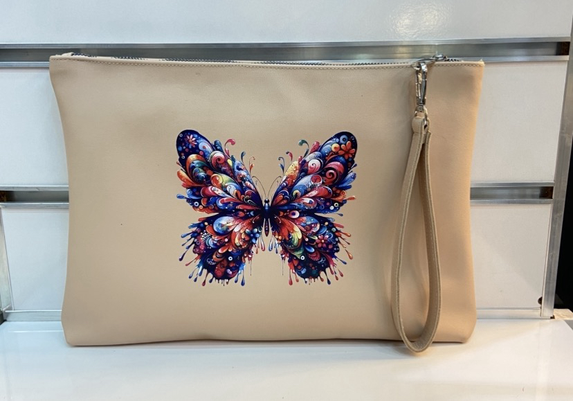 CLUTCH ( El Çanta ) Pudra Kelebek Baskılı