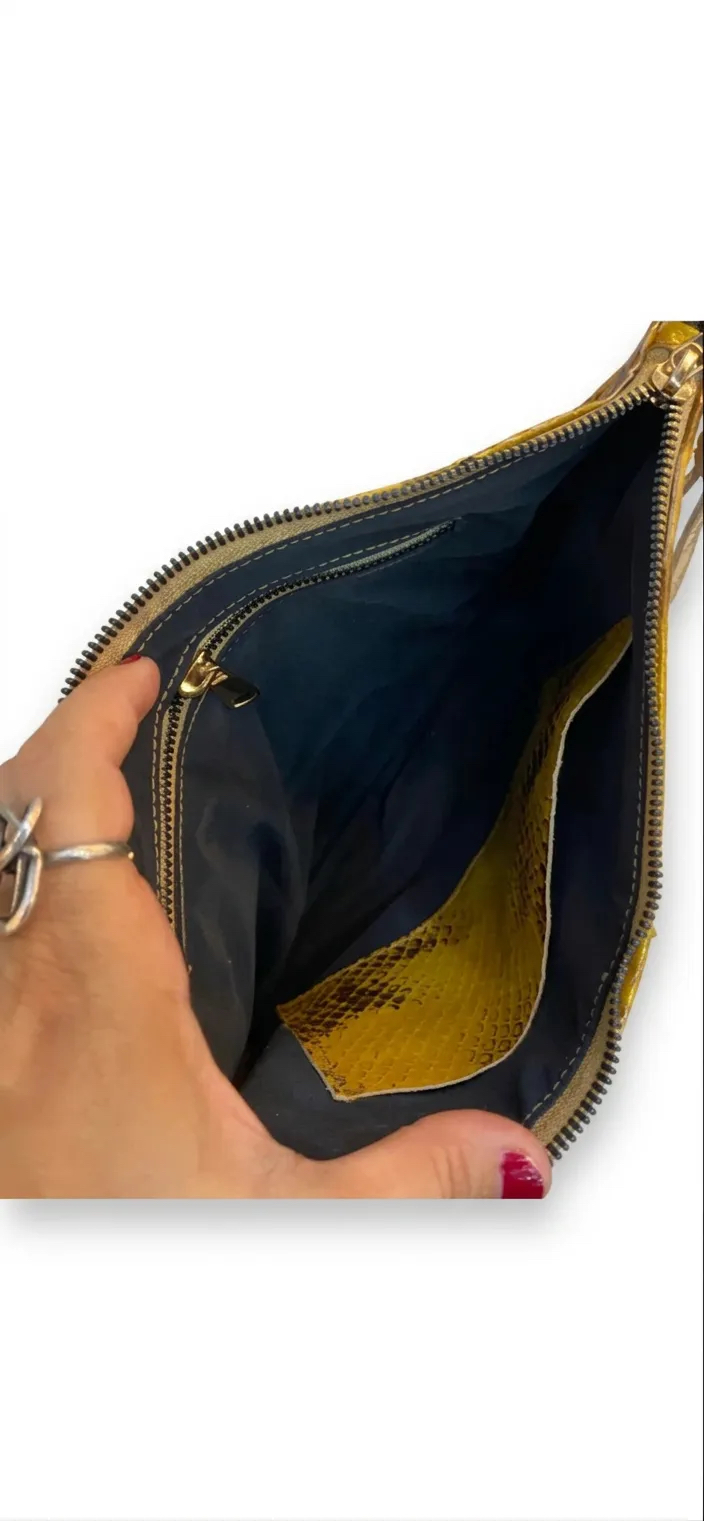 CLUTCH (El Çanta ) Gold Kobra Baskı