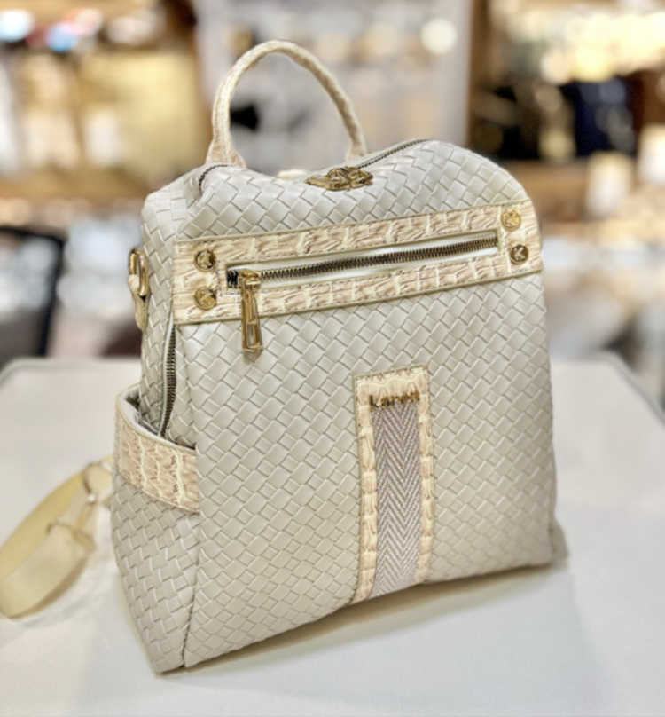 KAREN 0-19 Krem Bottega Boy 32 cm En 34 cm Sırt ve Kol Çanta 