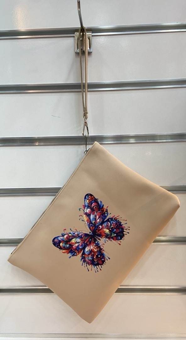 CLUTCH ( El Çanta ) Pudra Kelebek Baskılı