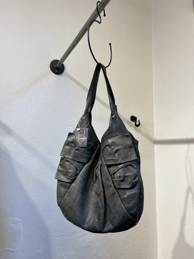 Grey leather bag